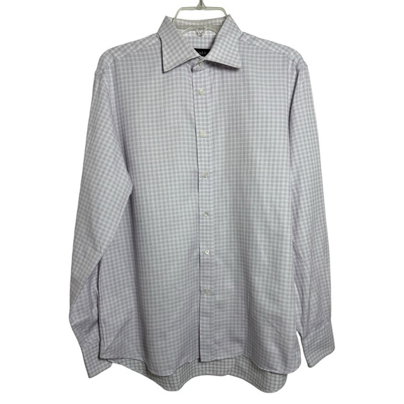 Canali Checkered Button Dress Shirt Size 41 Neck 16 Large Made in Italy Cotton - Picture 7 of 7